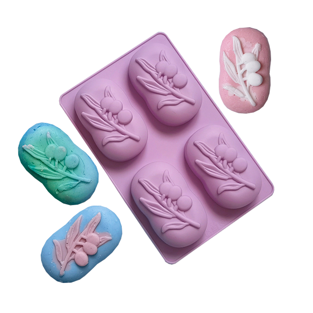 4 Cavities Oval Olive Tree Sil - Soap Making Lye のレビューと価格