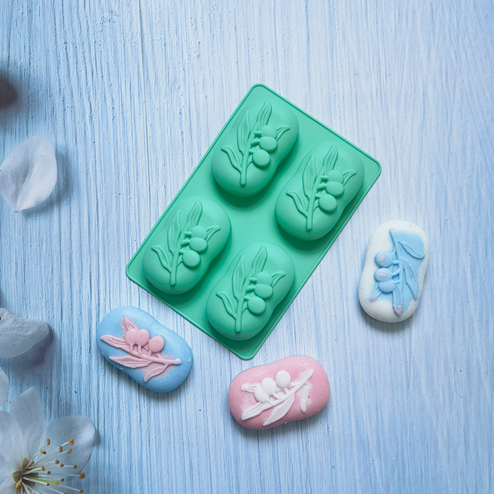 4 Cavities Oval Olive Tree Sil - Soap Making Lye のレビューと価格
