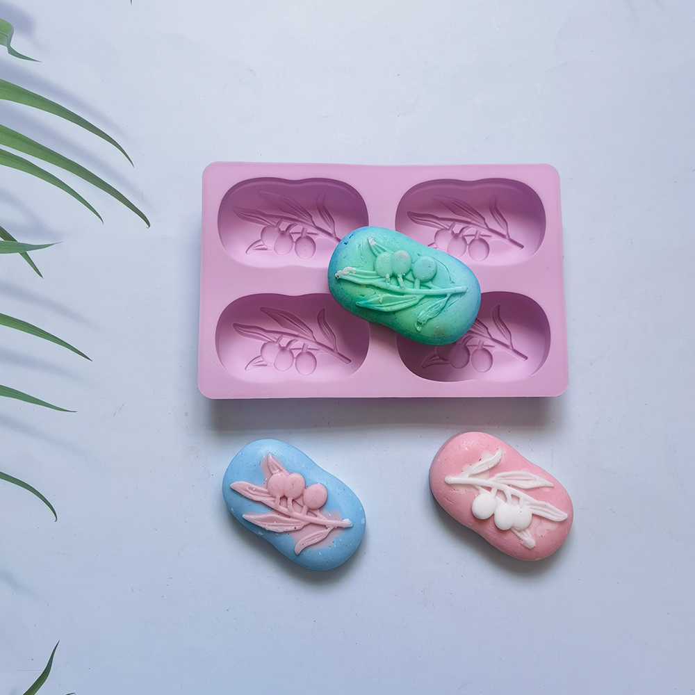 4 Cavities Oval Olive Tree Sil - Soap Making Lye のレビューと価格