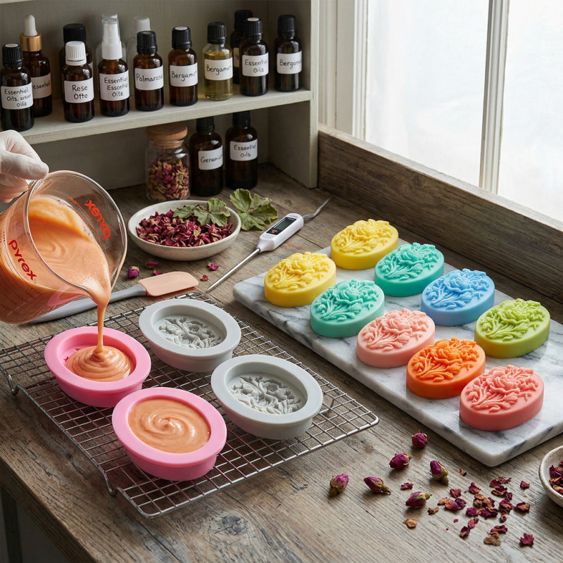 4 Silicone mold with flower sh - Soap Making Tutorial のレビューと価格